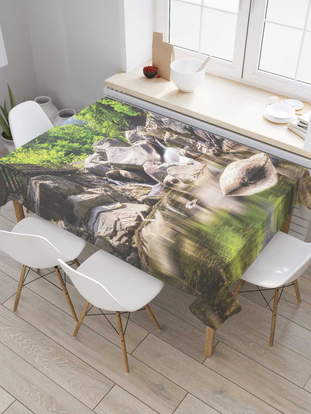 

Скатерть прямоугольная JoyArty "Каменная дамба" из оксфорда, 180x145 см, Зеленый, Каменная дамба