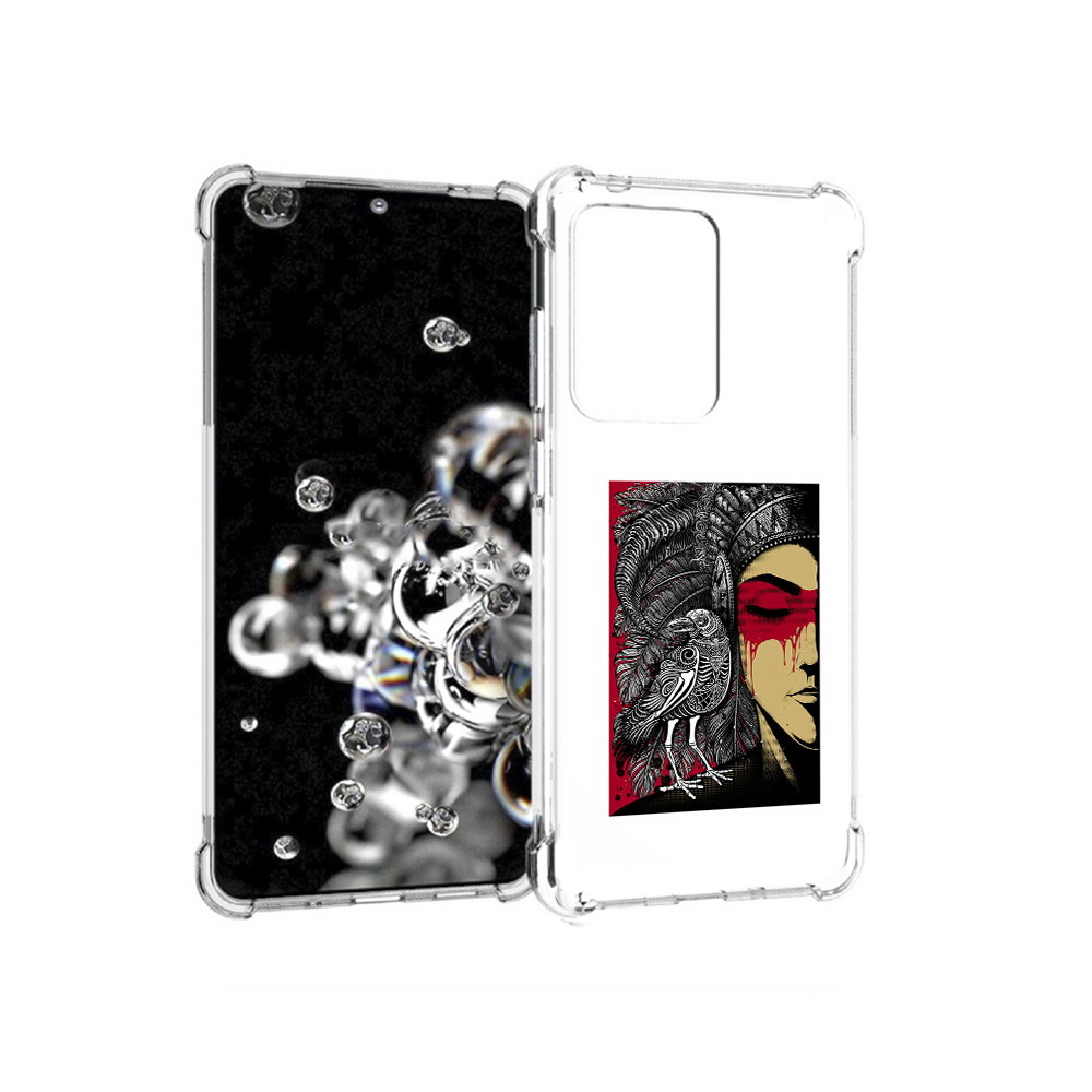 

Чехол MyPads Tocco для Samsung Galaxy S20 Ultra девушка с вороном в абстракции, Прозрачный, Tocco