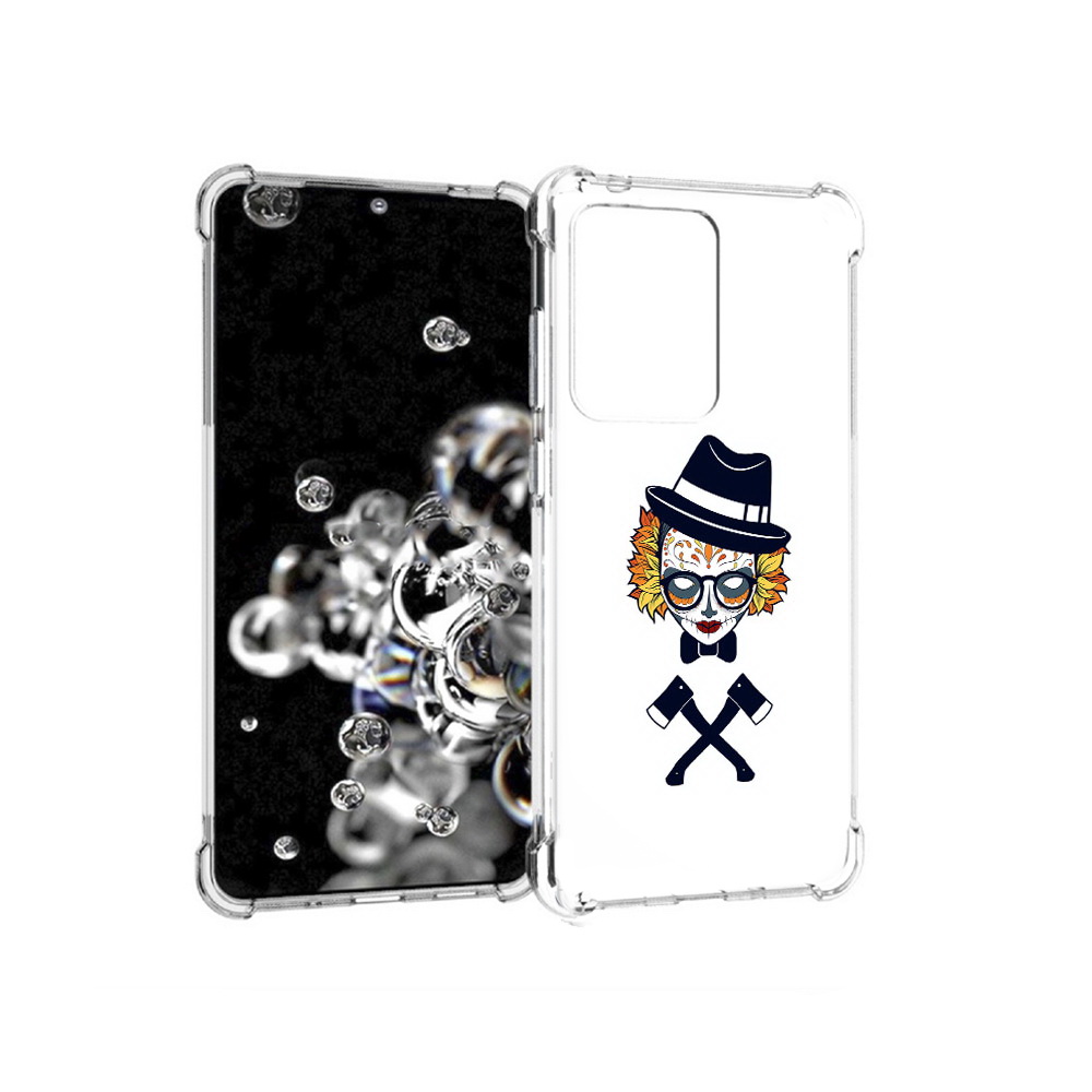 

Чехол MyPads Tocco для Samsung Galaxy S20 Ultra девушка в маске с топорами рисунок, Прозрачный, Tocco