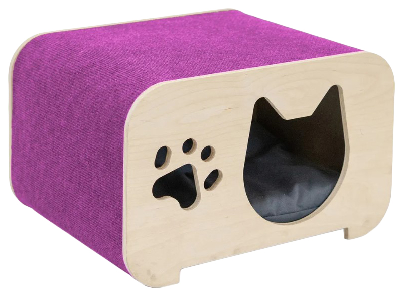 Домик для кошек PetshopRu Балу, фиолетовый, 44x34x28см