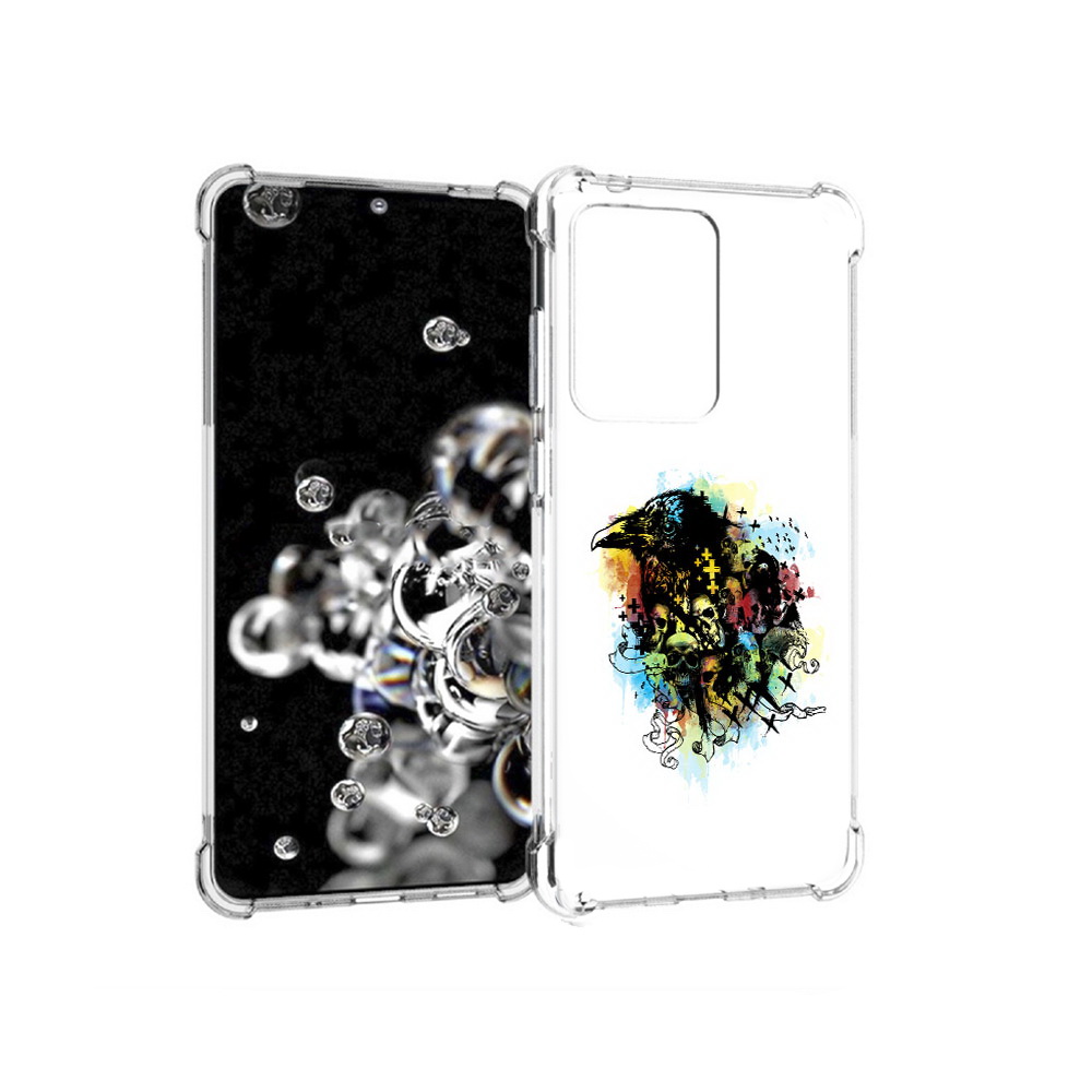 

Чехол MyPads Tocco для Samsung Galaxy S20 Ultra ворон и черепа (PT144384.494.273), Прозрачный, Tocco
