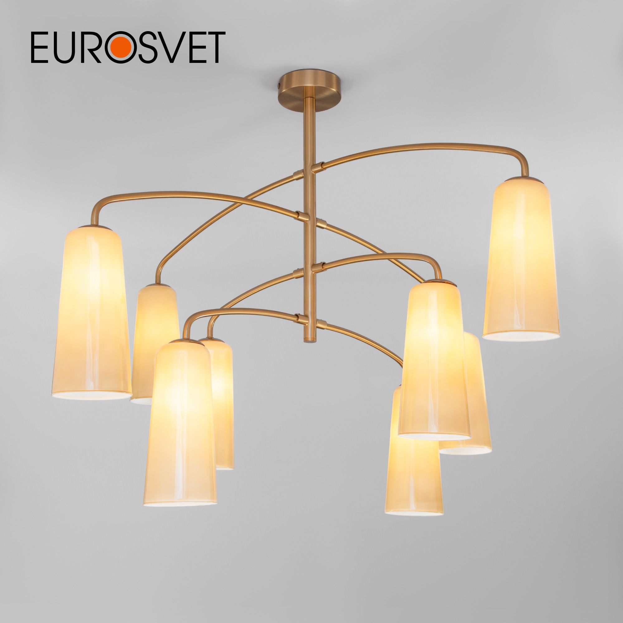 

Потолочная люстра на 8 стеклянных плафонов Eurosvet Omber 70137/8 Е14 латунь, Omber