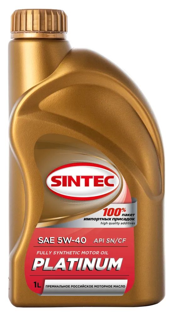 Моторное масло SINTEC PLATINUM SAE 5W-40, API SN/CF, ACEA A3/B4, Синтетическое, 1 л