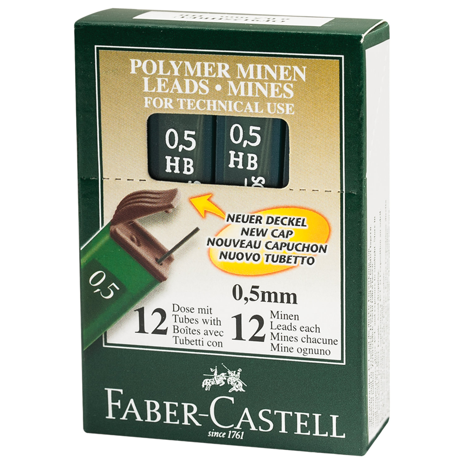 Сменные стержни Faber-Castell Polymer 0.5мм, НВ 12 упаковок по 12шт. 521500