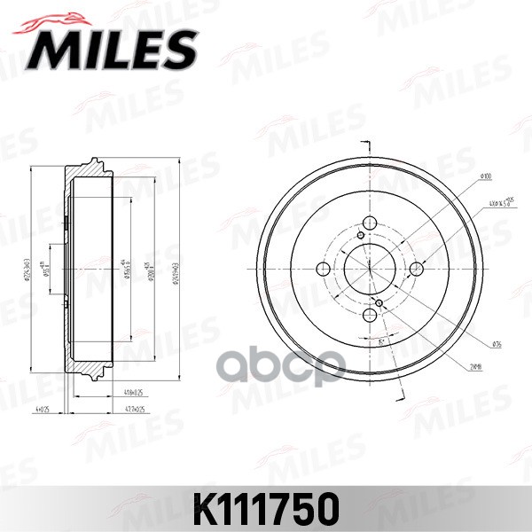 

Барабан Тормозной Miles K111750 Toyota Yaris 99-05 (Пр-Во Япония) Miles арт. K111750