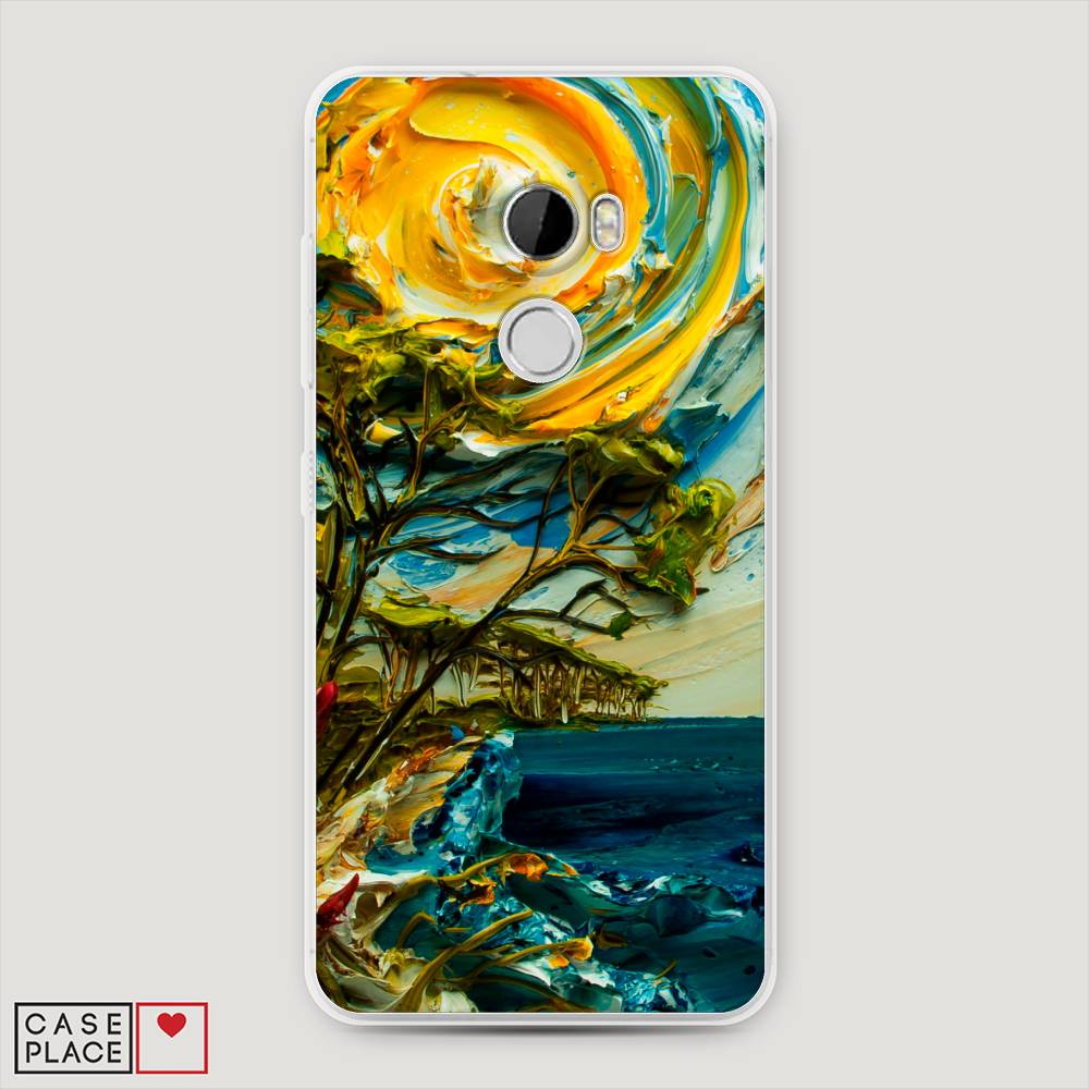 

Чехол на HTC One X10 "Солнце живопись", Желтый;синий, 101850-4