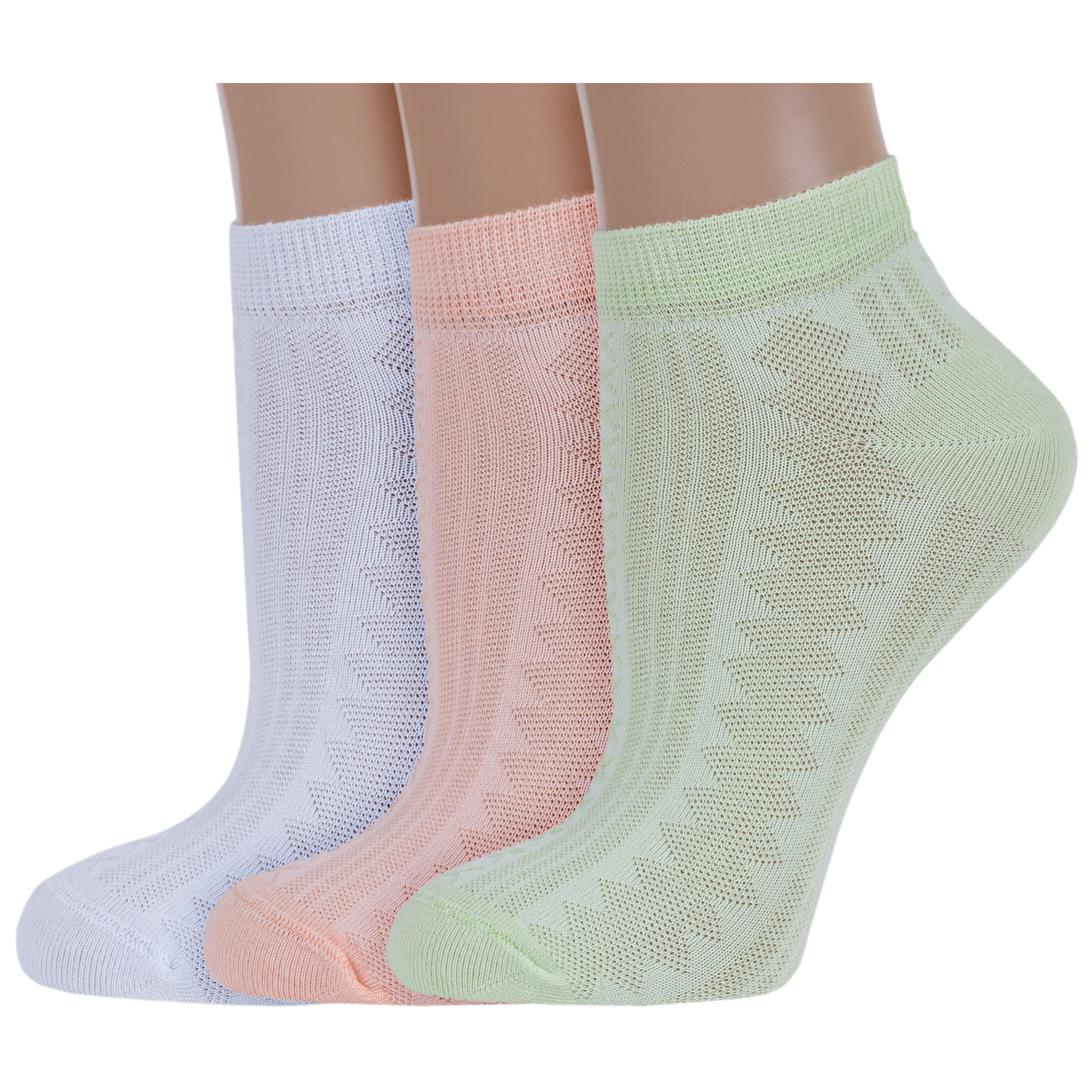 Комплект носков женских Rusocks 3-Ж3-23836 белых; зеленых; розовых 23-25