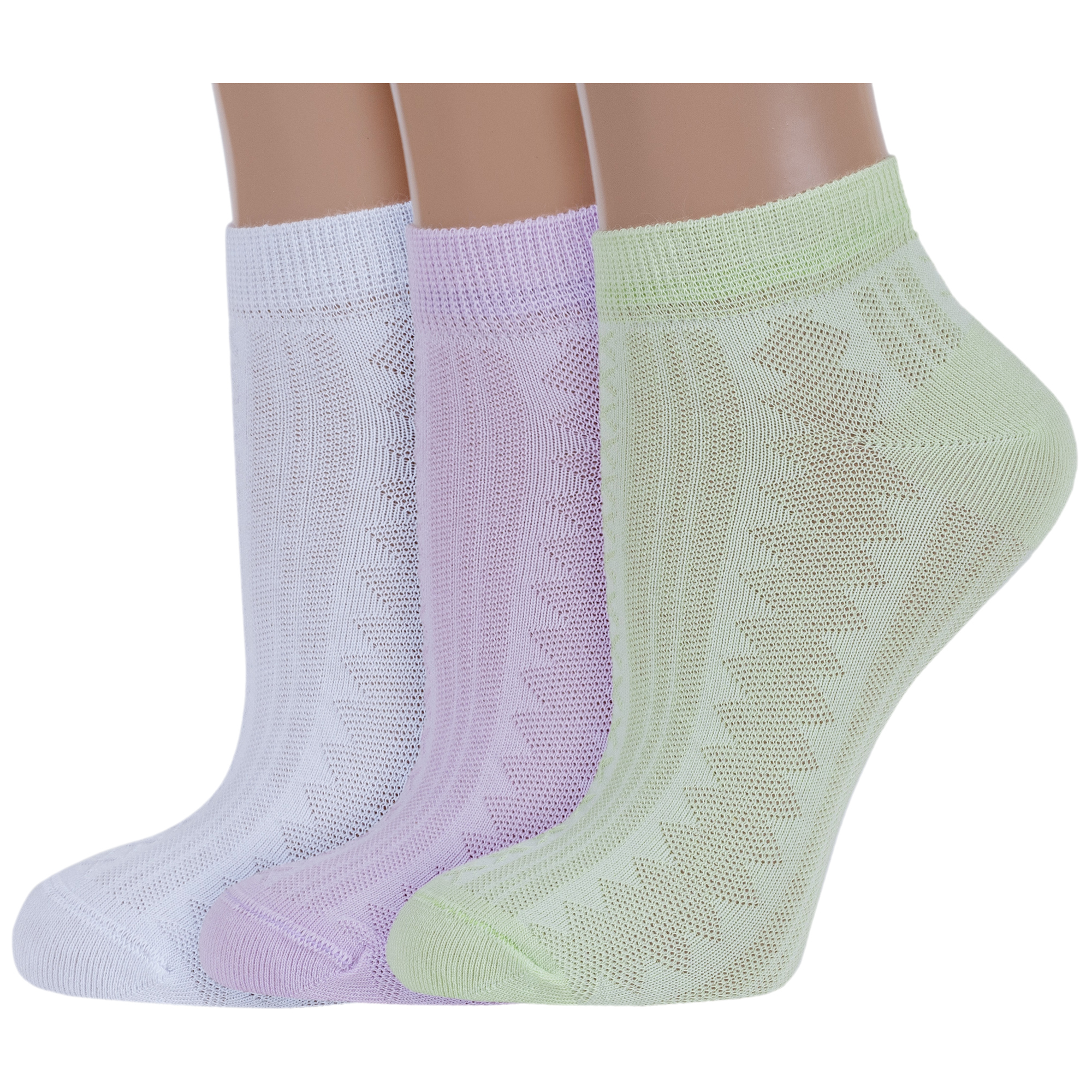 Комплект носков женских Rusocks 3-Ж3-23836 белых; зеленых; фиолетовых 23-25