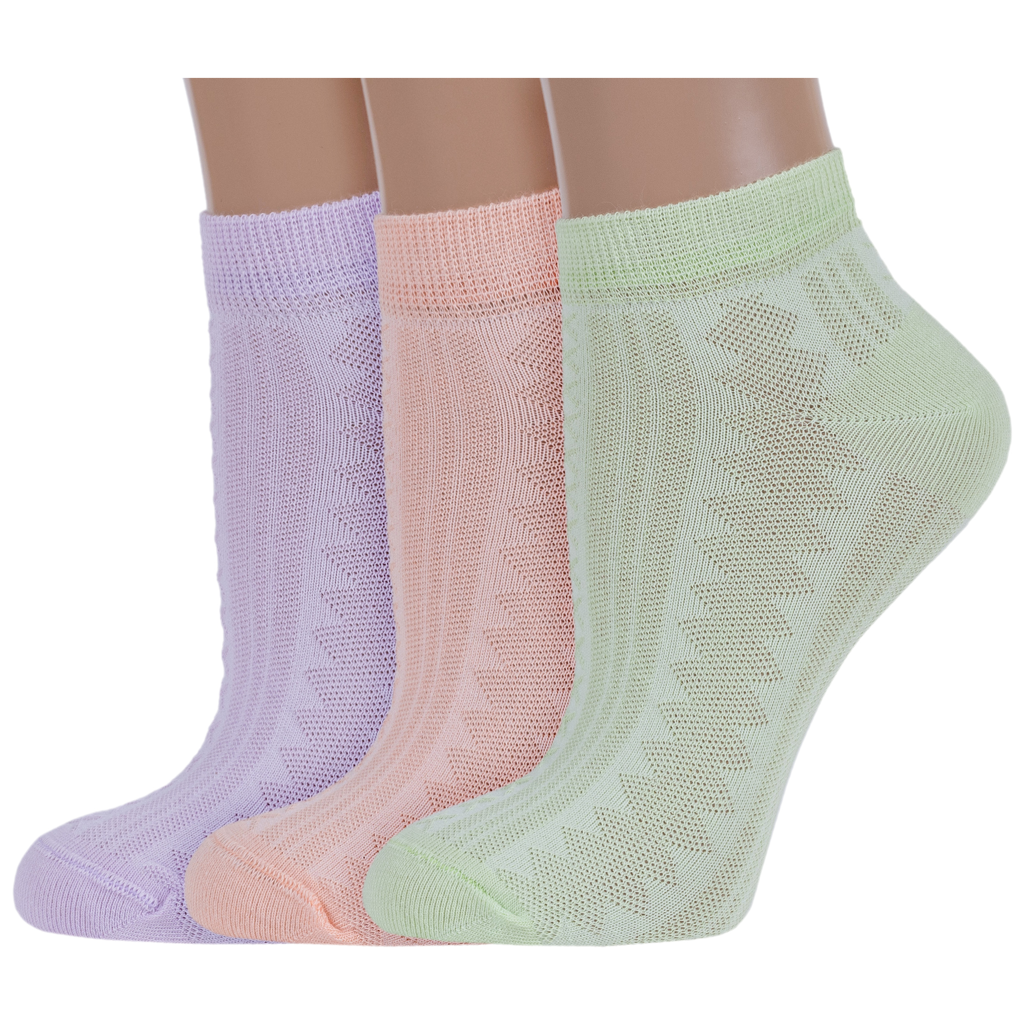Комплект носков женских Rusocks 3-Ж3-23836 зеленых; розовых; фиолетовых 23-25