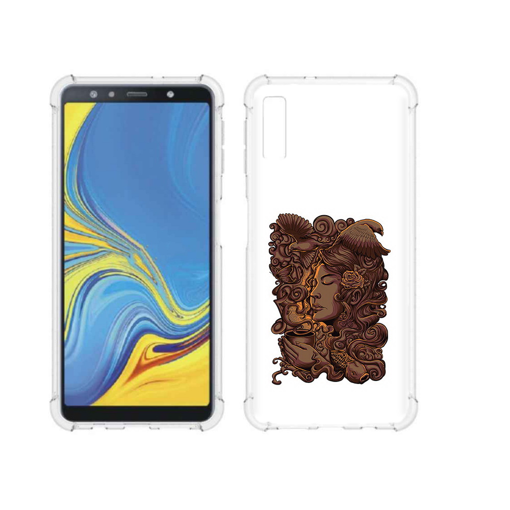 

Чехол MyPads Tocco для Samsung Galaxy A7 (2018) девушка с длинными волосами абстракция, Прозрачный, Tocco