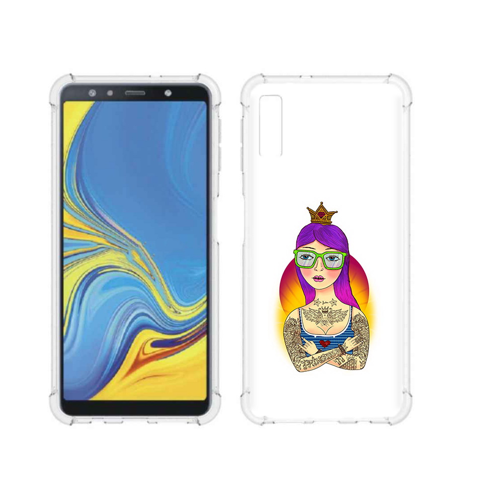 

Чехол MyPads Tocco для Samsung Galaxy A7 (2018) девушка в татуировках с короной, Прозрачный, Tocco