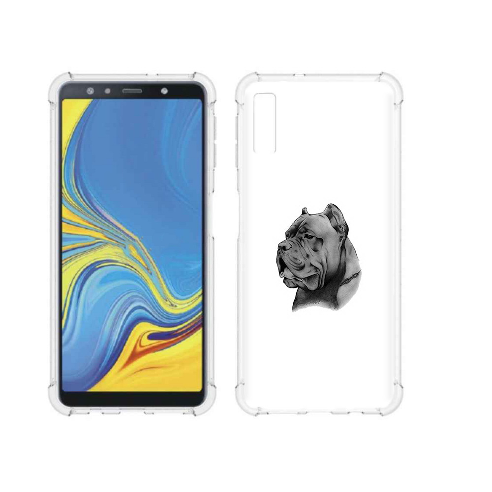

Чехол MyPads Tocco для Samsung Galaxy A7 (2018) грозный бульдог (PT95255.558.300), Прозрачный, Tocco