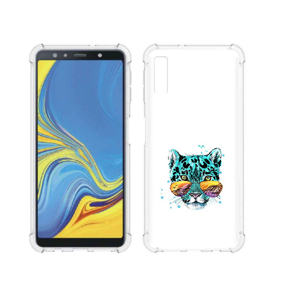 

Чехол MyPads Tocco для Samsung Galaxy A7 (2018) голубой лео (PT95255.558.294), Прозрачный, Tocco