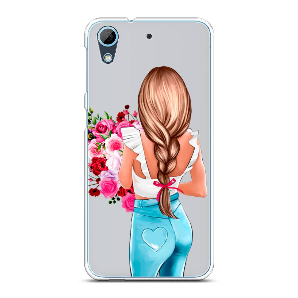 

Чехол на HTC Desire 626 "Девушка с цветами", Коричневый;розовый;голубой, 101650-6