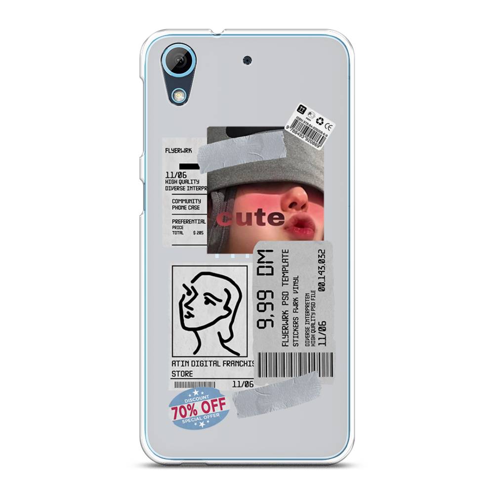 

Чехол на HTC Desire 626 "Cute girl collage", Розовый;серый;голубой, 101650-6
