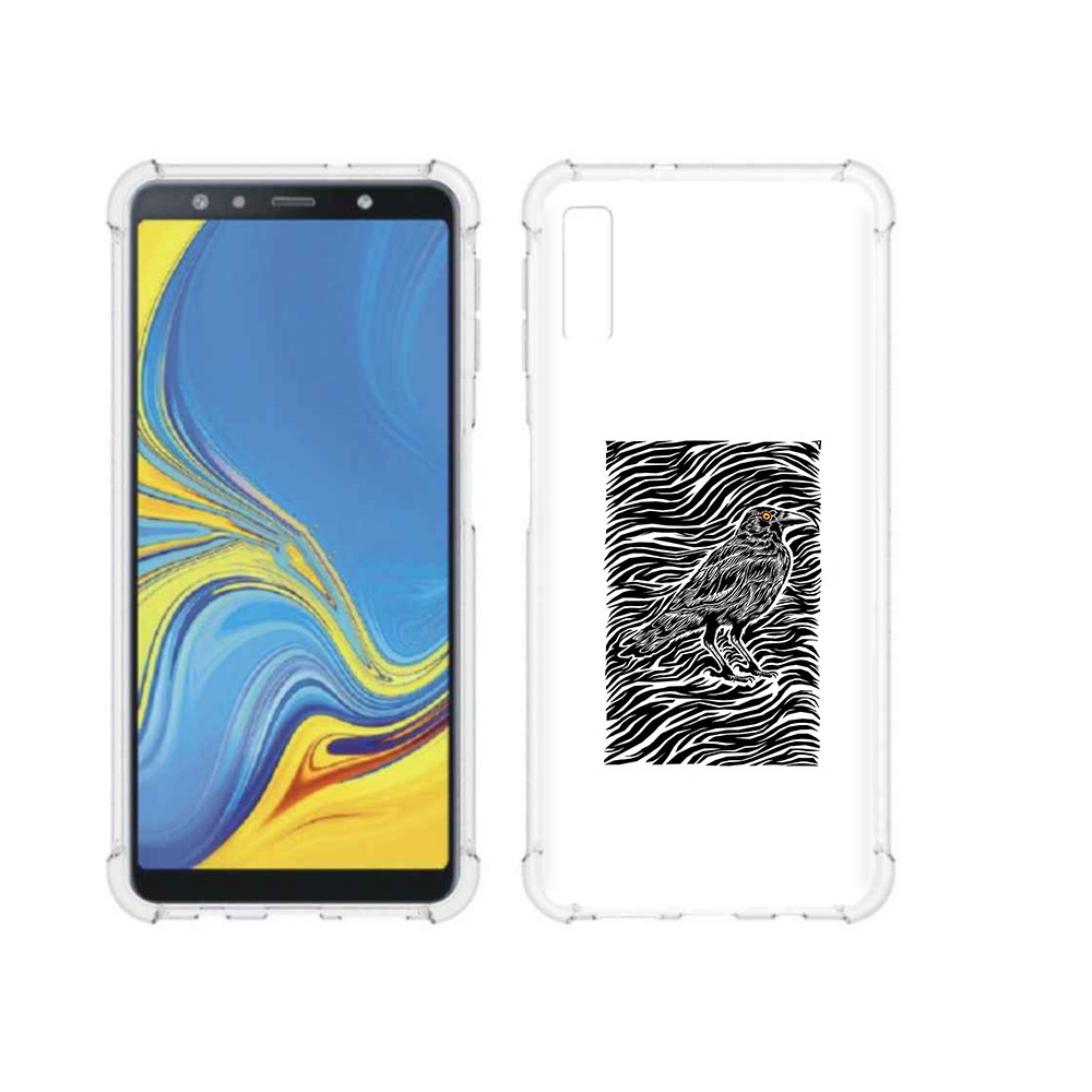

Чехол MyPads Tocco для Samsung Galaxy A7 (2018) ворон в абстракции (PT95255.558.272), Прозрачный, Tocco