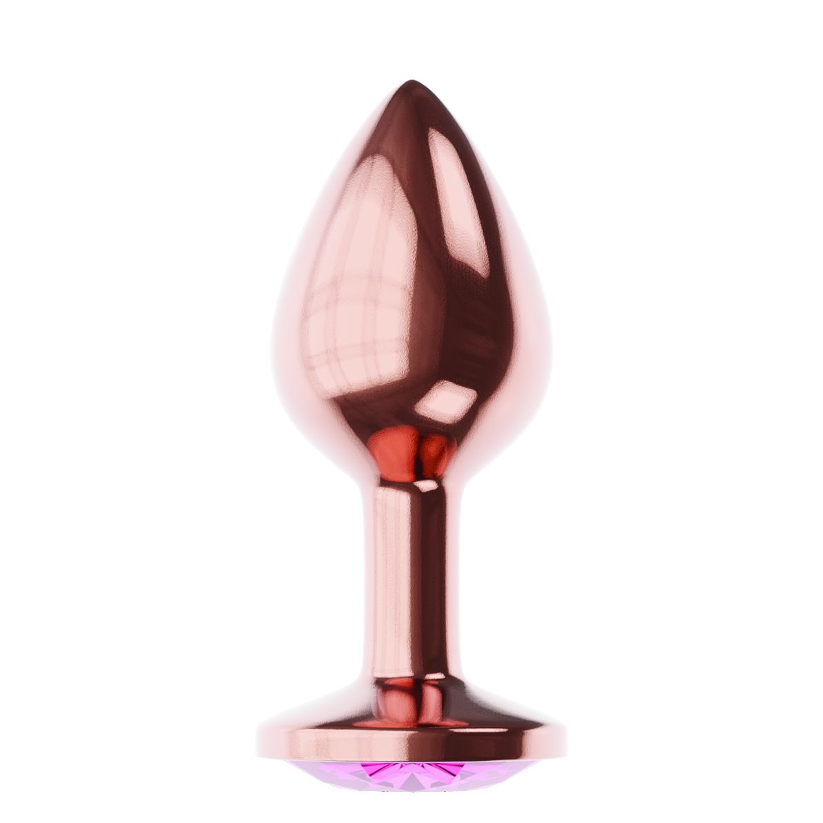 Анальная пробка Lola Toys Diamond Quartz Shine розовое золото с лиловым кристаллом L