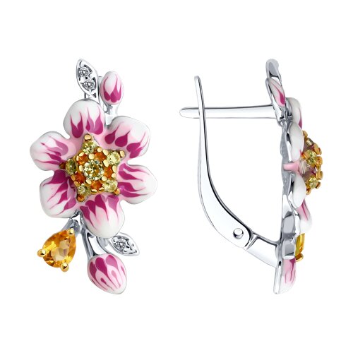 

Серьги из серебра TEO MAORI 892022974, цитрин/эмаль, 892022974