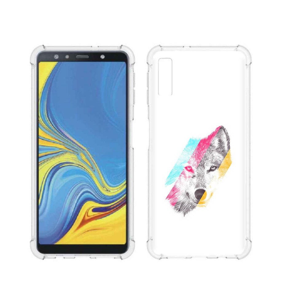 

Чехол MyPads Tocco для Samsung Galaxy A7 (2018) волк градиент (PT95255.558.268), Прозрачный, Tocco