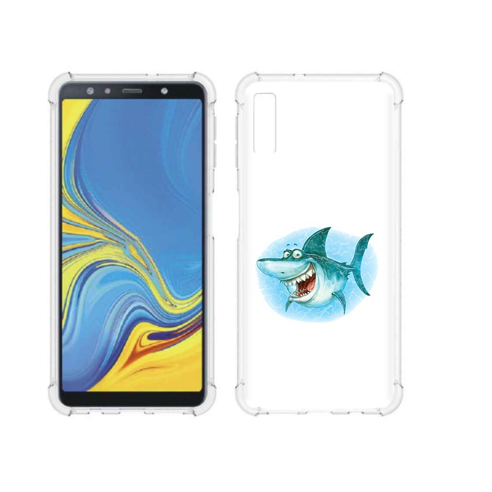

Чехол MyPads Tocco для Samsung Galaxy A7 (2018) веселая акула (PT95255.558.261), Прозрачный, Tocco