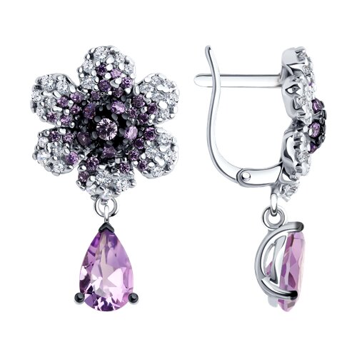 

Серьги из серебра TEO MAORI 892022972, аметист/фианит, 892022972