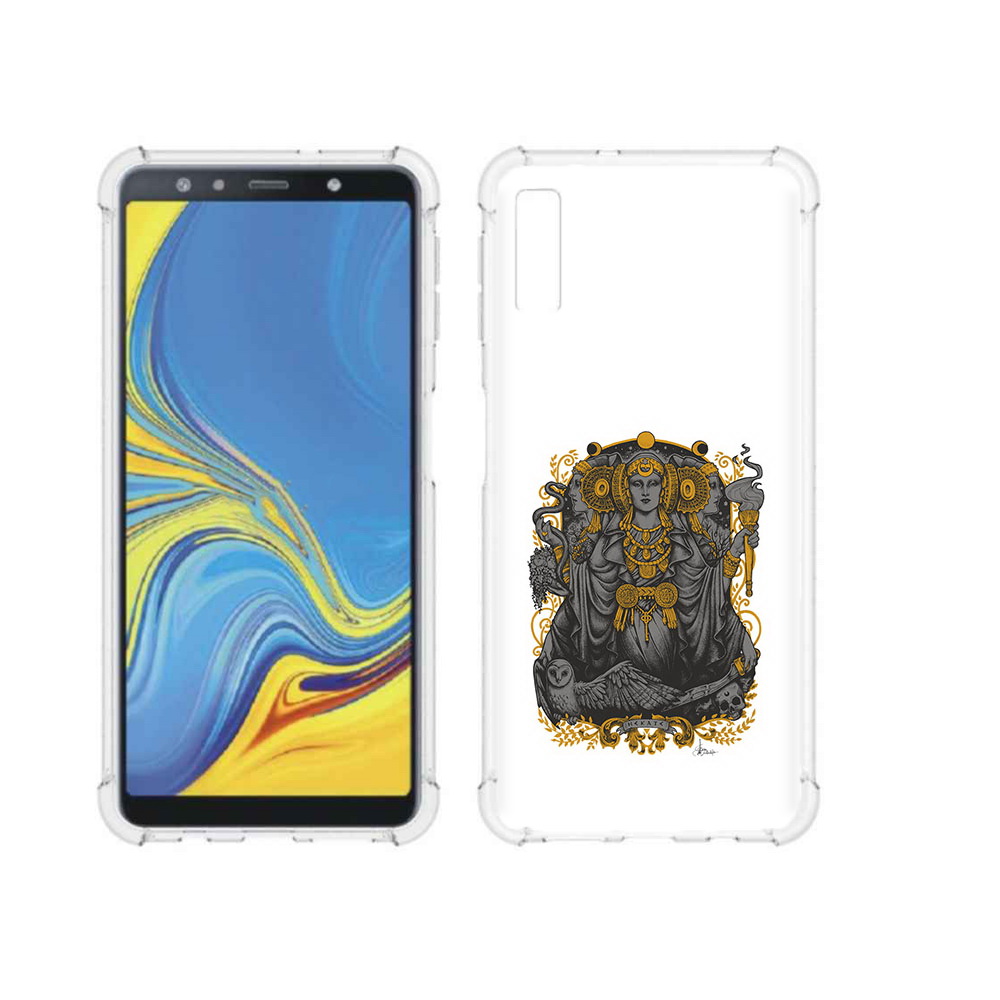 

Чехол MyPads Tocco для Samsung Galaxy A7 (2018) божество с золотыми элементами, Прозрачный, Tocco