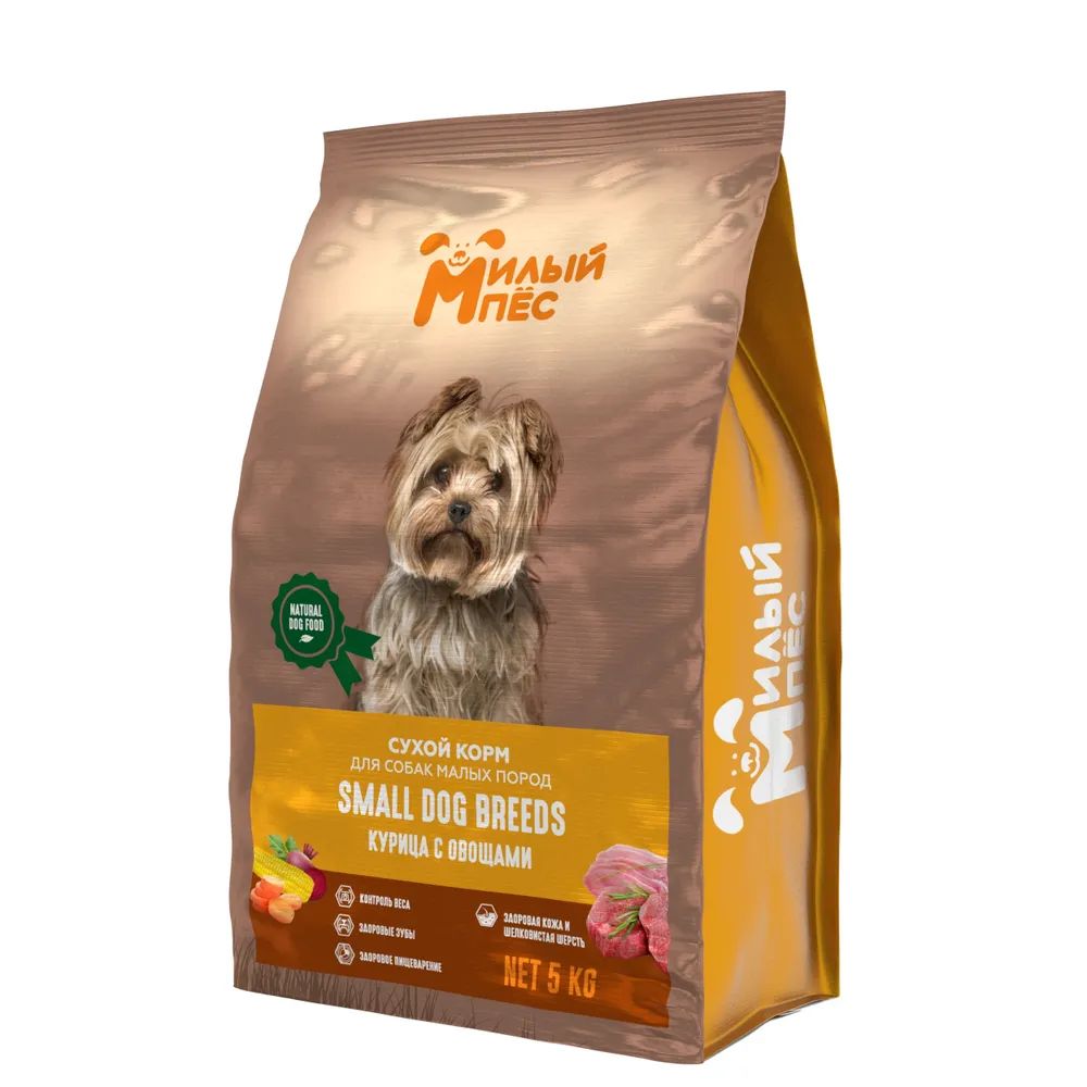 Cухой корм для собак Милый Пёс, для мелких пород, курица с овощами, 5 кг