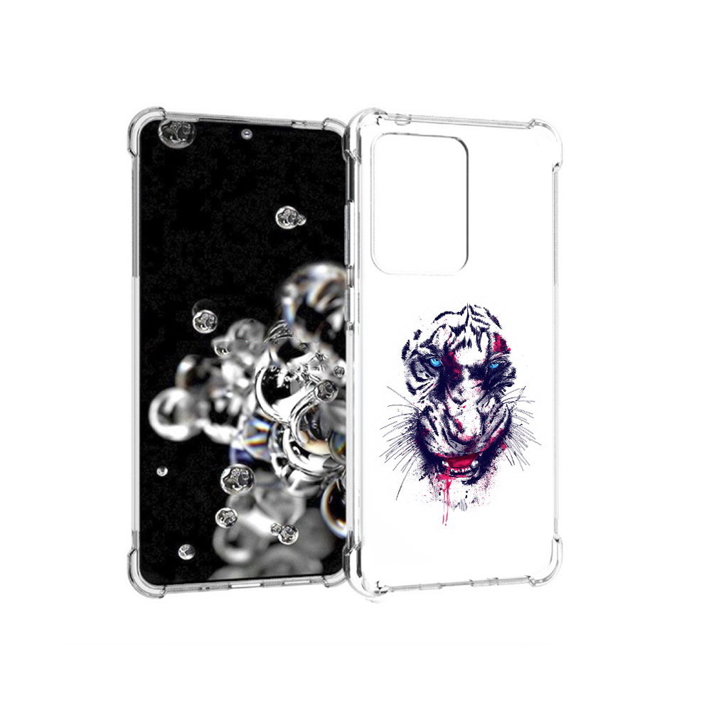 

Чехол MyPads Tocco для Samsung Galaxy S20 Ultra безумный тигр (PT144384.494.228), Прозрачный, Tocco