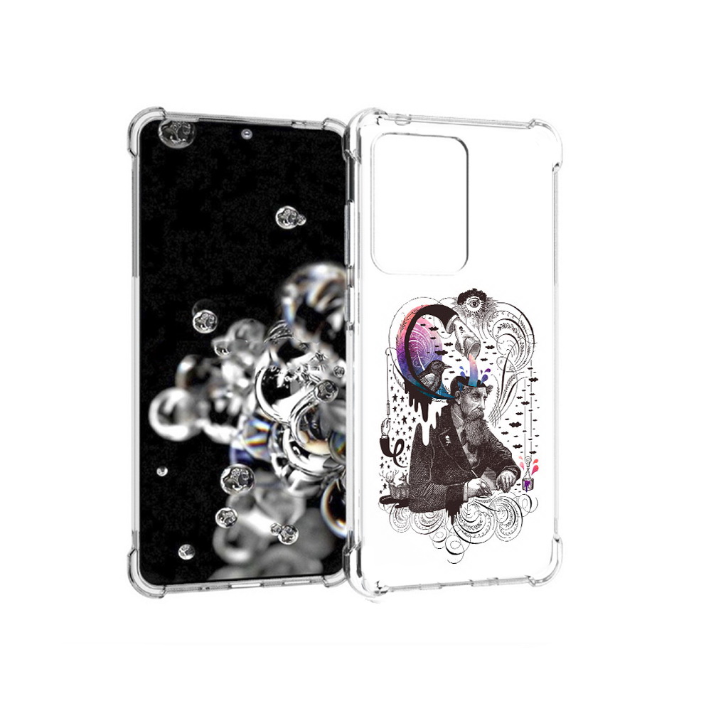 

Чехол MyPads Tocco для Samsung Galaxy S20 Ultra абстракция думающий мужчина, Прозрачный, Tocco