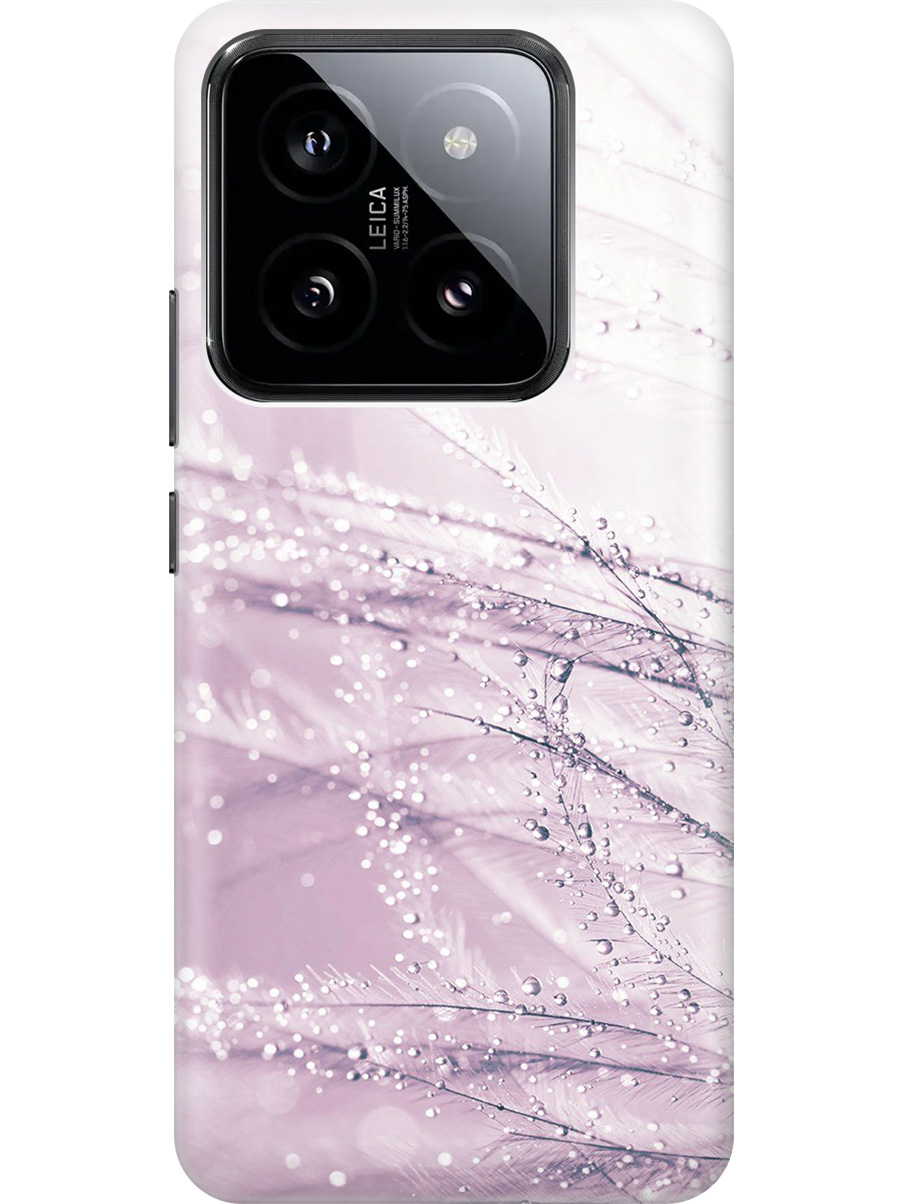 

Силиконовый чехол на Xiaomi 14 Pro с рисунком "Капли на розовой траве", Розовый, 20012090