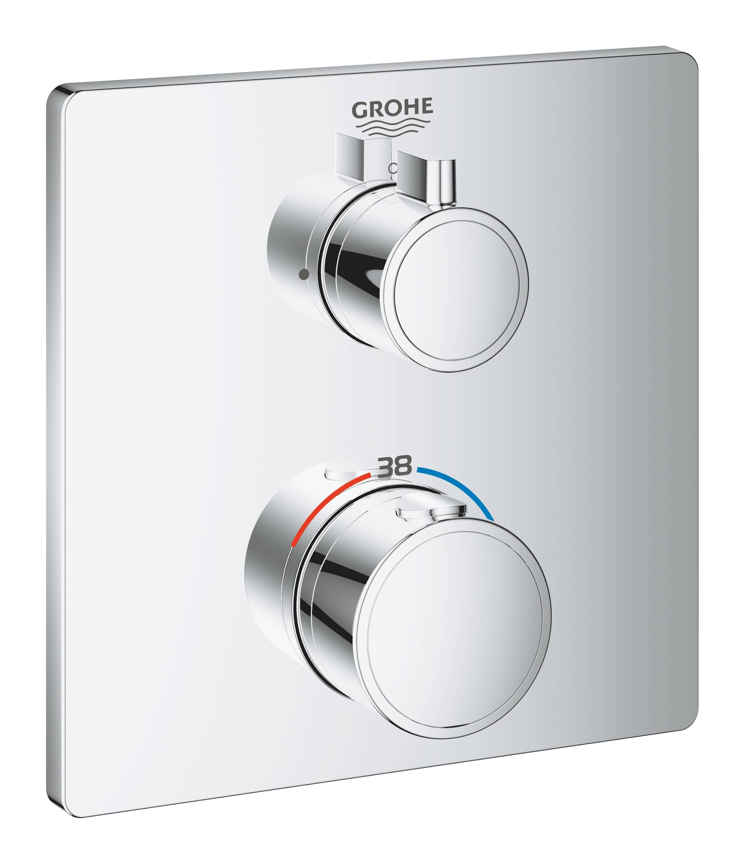 Термостатический смеситель для душа GROHE Grohtherm, квадратная розетка, хром (24078000) смеситель термостатический grohe grohtherm 800 хром