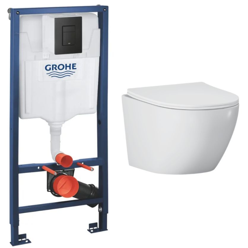 

Комплект 138835103: унитаз Helmken, инсталляция Grohe, кнопка, 138835103