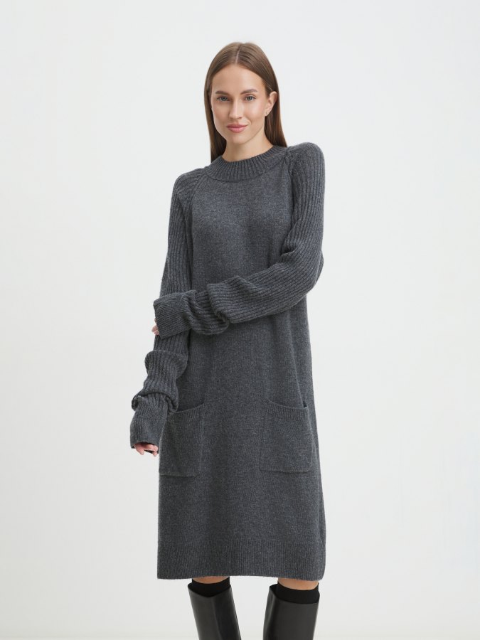 

Платье женское Maison David Knitted dress серое XL, Серый, Knitted dress