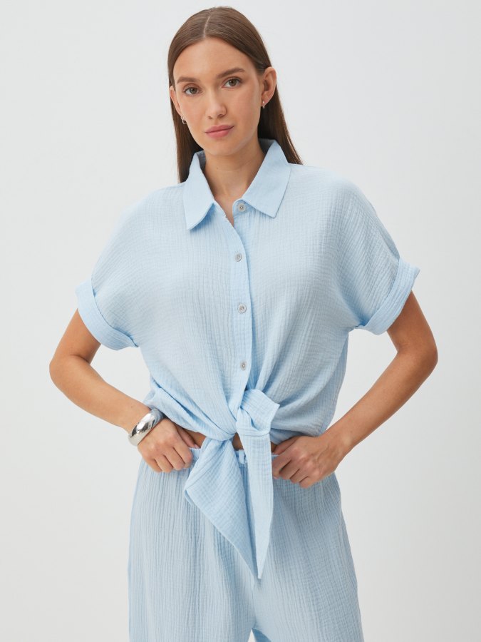 

Блуза женская Maison David BLN921 голубая L, Голубой, BLN921