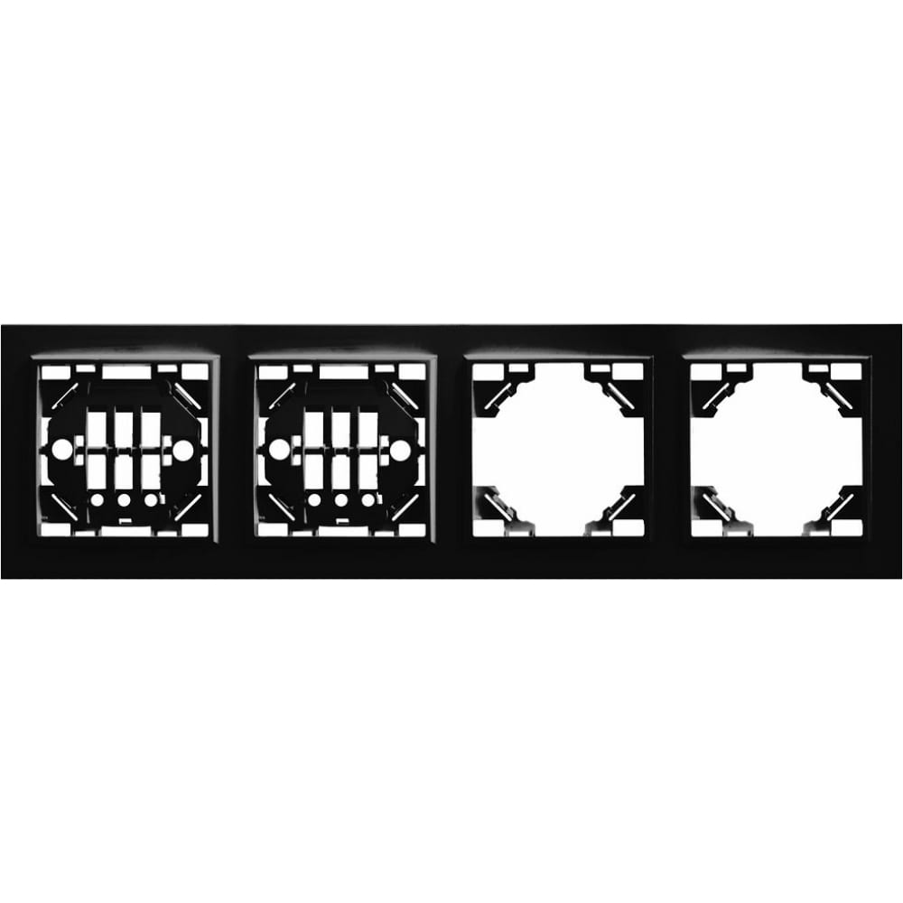 STEKKER Рамка 4-местная горизонтальная, PFR00-9004-03, серия Эрна, черный 39485