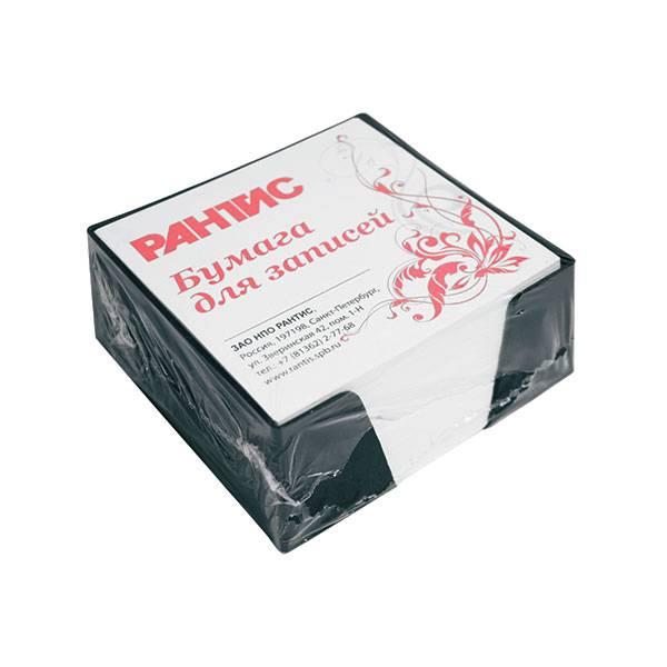 Диспенсер настольный для бумажного блока Рантис, 90x90x45мм, черный + белый блок РПБ05