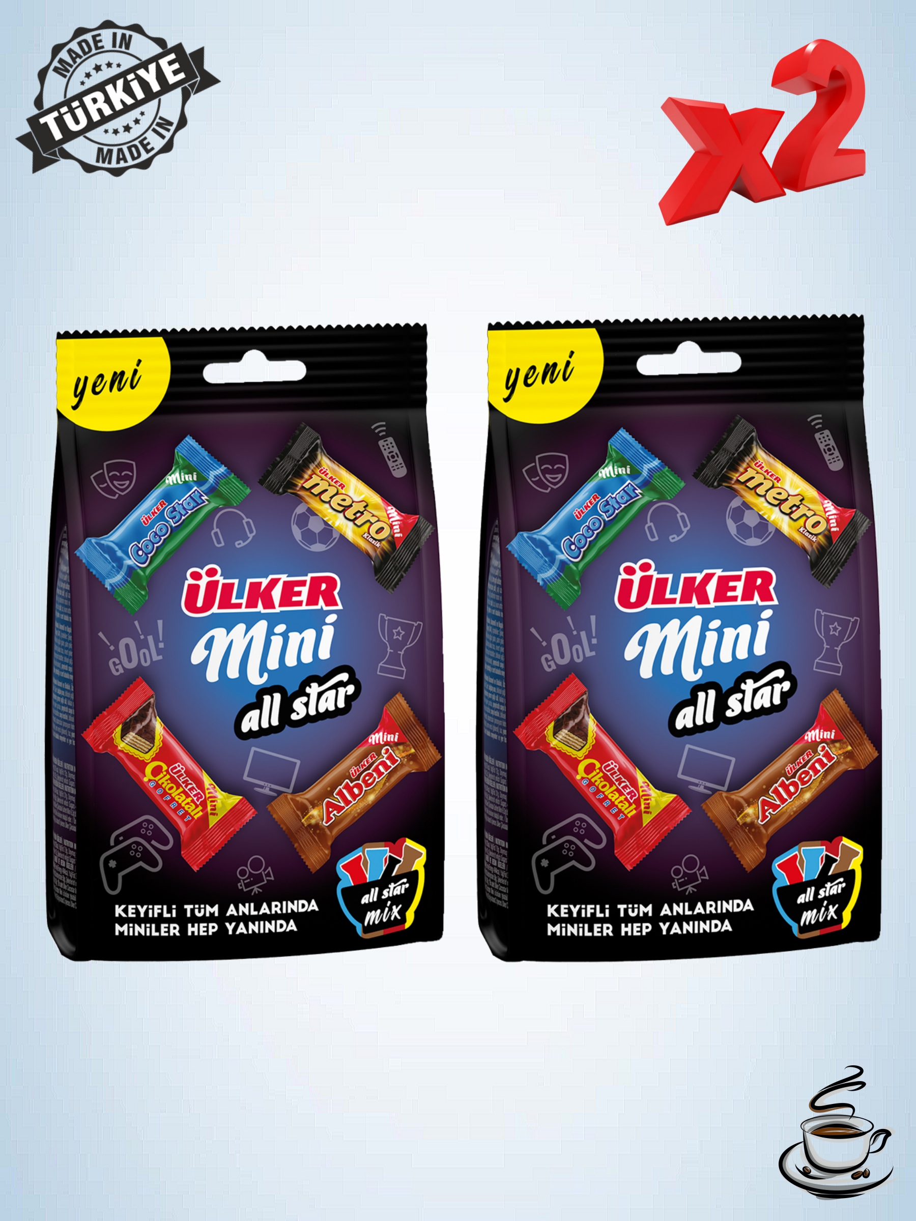 Батончики шоколадные Ulker mini all star Mix, 2 шт по 91 г