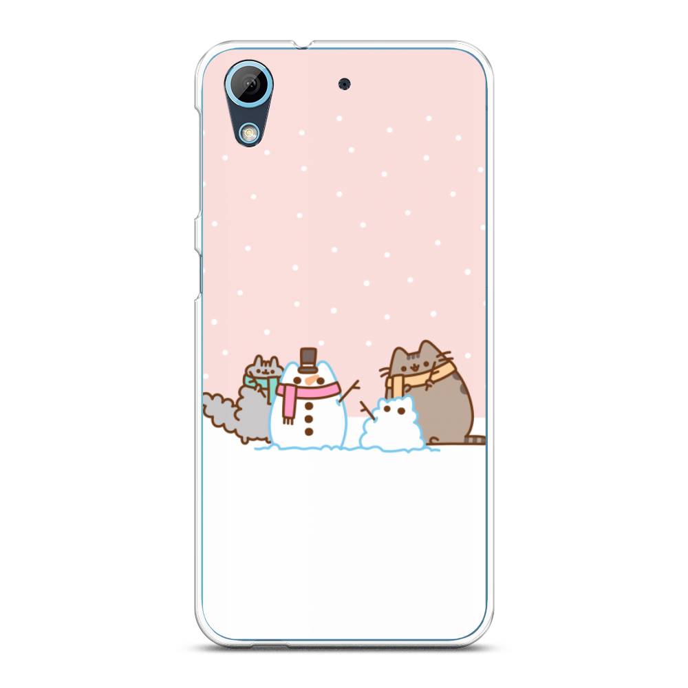 

Чехол на HTC Desire 626 "Котики в снегу", Розовый;белый;серый, 101650-5