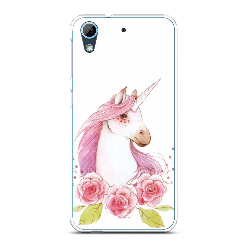 

Чехол на HTC Desire 626 "Единорог цветы", Белый;розовый;серый, 101650-1