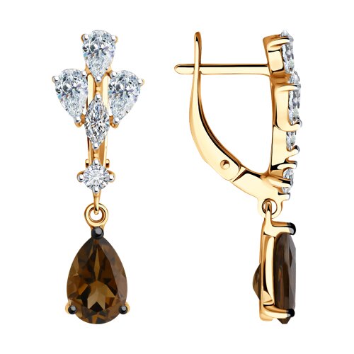 

Серьги из серебра TEO MAORI 892022888, раухтопаз/фианит, 892022888