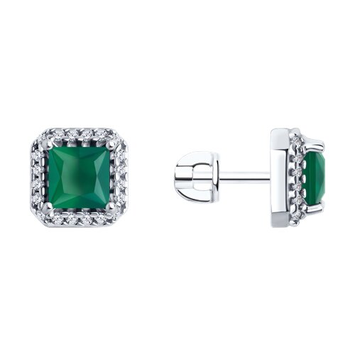 

Серьги пусеты из серебра TEO MAORI 892022852, агат/фианит, 892022852