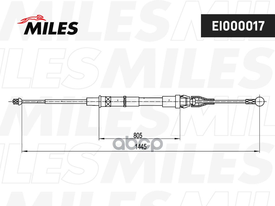 фото Трос ручного тормоза miles ei000017 vag (1447мм) miles арт. ei000017