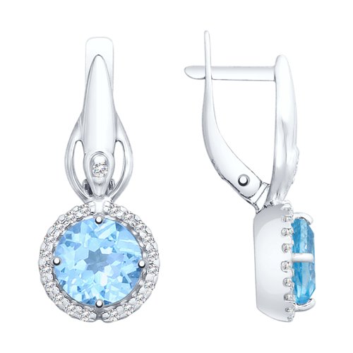 

Серьги из серебра TEO MAORI 892021858, топаз/фианит, 892021858