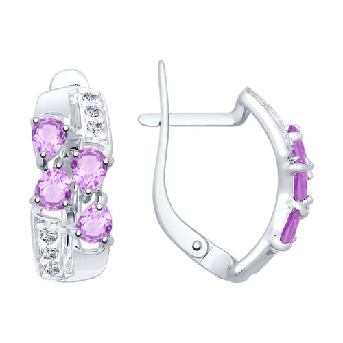 

Серьги из серебра TEO MAORI 892021811, аметист/фианит, 892021811