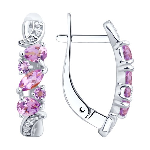 

Серьги из серебра TEO MAORI 892021781, аметист/фианит, 892021781