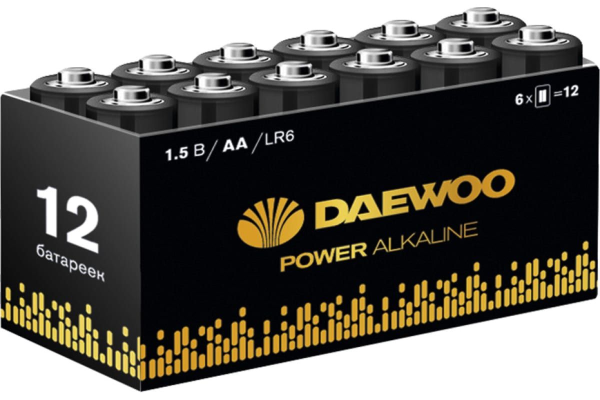 фото Алкалиновая батарейка daewoo lr 6 power alkaline pack-12 5042070