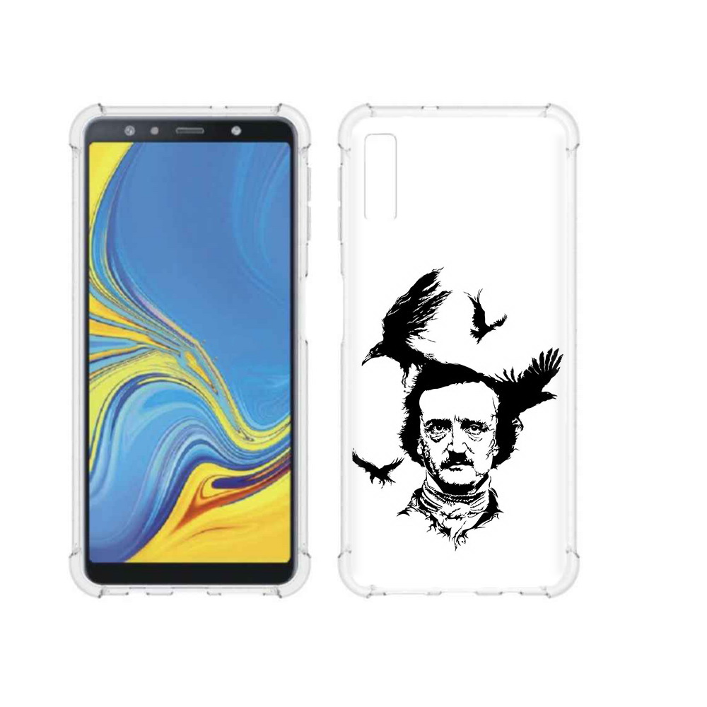 

Чехол MyPads Tocco для Samsung Galaxy A7 (2018) Эдгар Аллан черно белый (PT95255.558.204), Прозрачный, Tocco