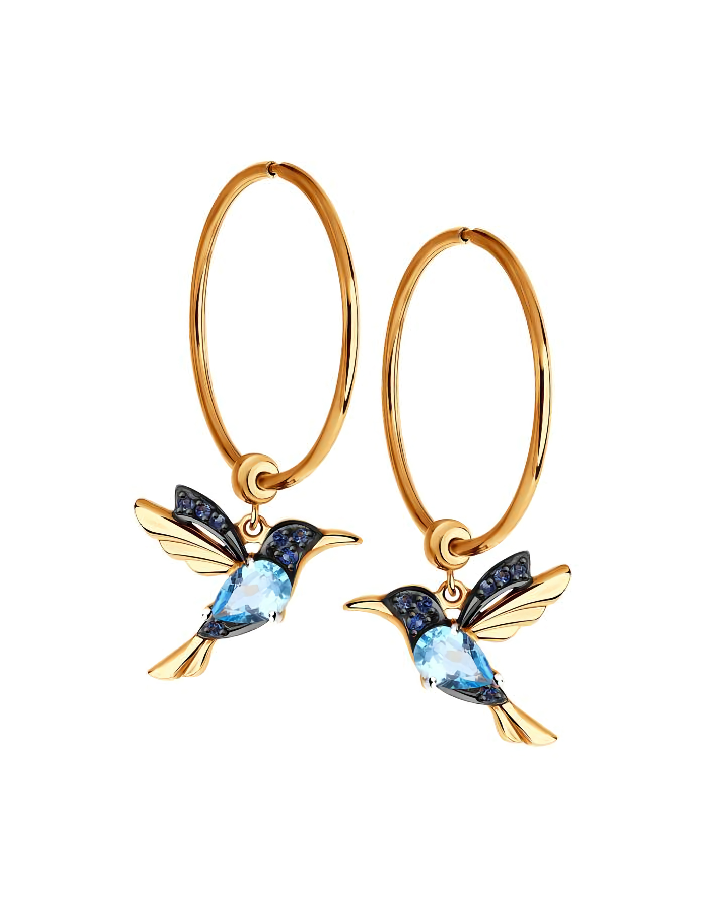 

Серьги подвески из золота TEO MAORI 9725377, топаз/фианит, 9725377