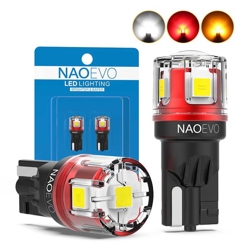 Светодиодная лампа NAOEVO N5 T10 W5W цоколь W2.1x9.5d 2шт 10Вт белый свет LED