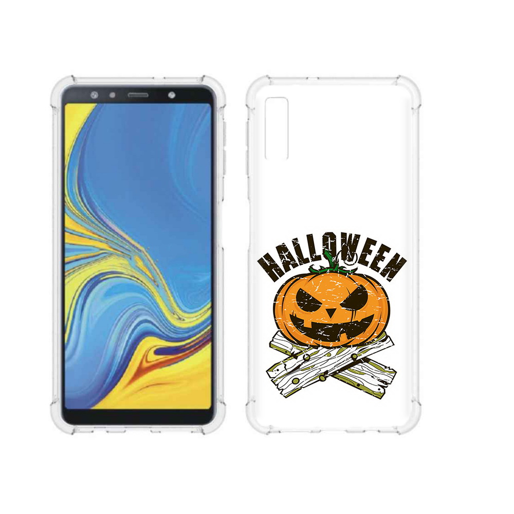 

Чехол MyPads Tocco для Samsung Galaxy A7 (2018) Хэллоуин доски тыква (PT95255.558.194), Прозрачный, Tocco